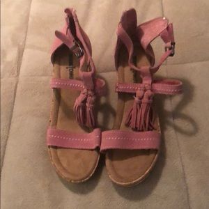 Pink Leather Upper Pink Wedges